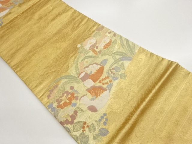 JAPANESE FUKURO OBI / WOVEN FLORAL PLANTS